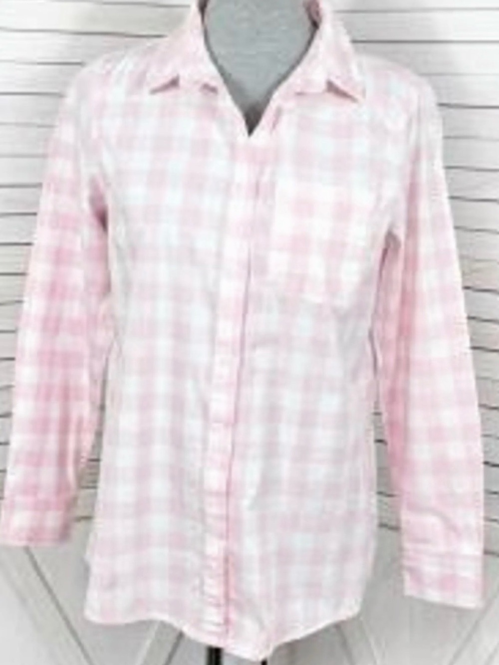 J. Crew Pink and White Checked Button-Front Blouse